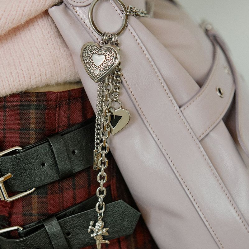 Heart Ribbon Angel Chain Strap Keyring
