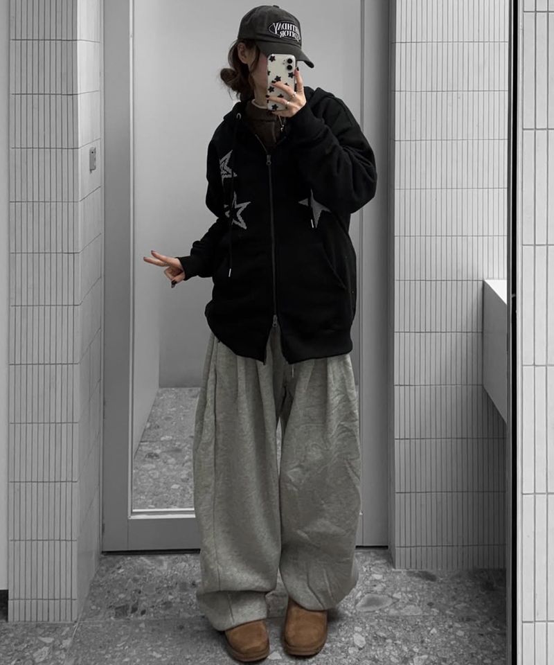 Dot Star 2way Zip-Up Hoodie - 2COLOR