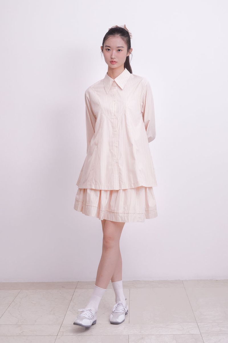Pintuck shirring mini skirt (STRIPE)