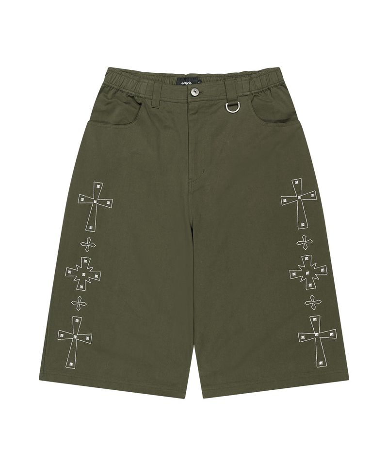 mahagrid（マハグリッド）の「CROSS STUD TWILL SHORTS_KHAKI（Pants）」
