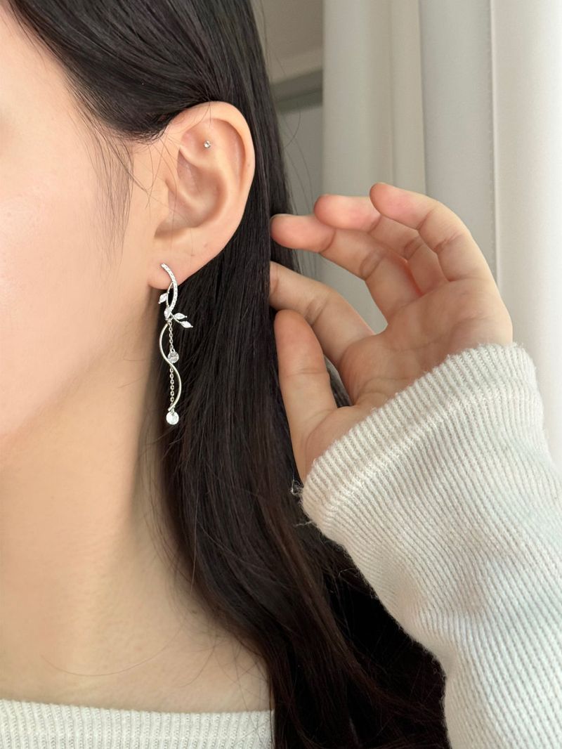 Leaf wave earrings / 2 colors / wedding drop guest look
