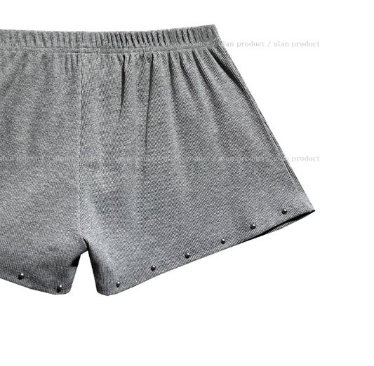 studded ribbed low-rise shorts