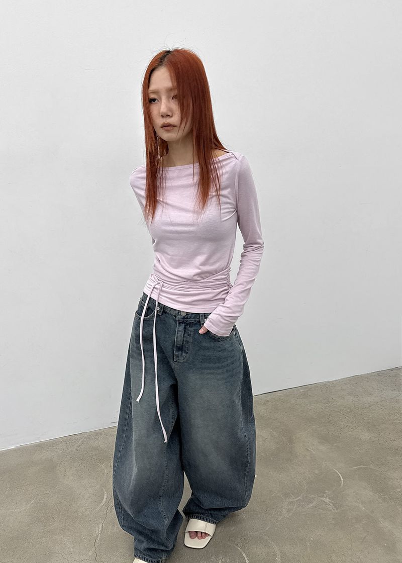 [MADE] Fullon Strap Boat-Neck Long-Sleeve T-Shirt