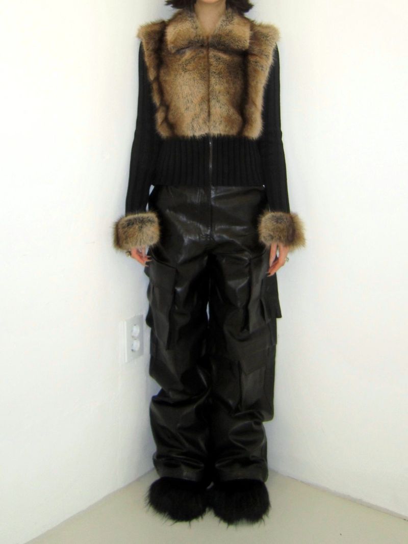 Vintage fur zip-up