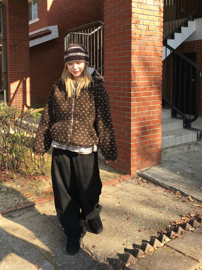 Down Lining Corduroy Wide Pants