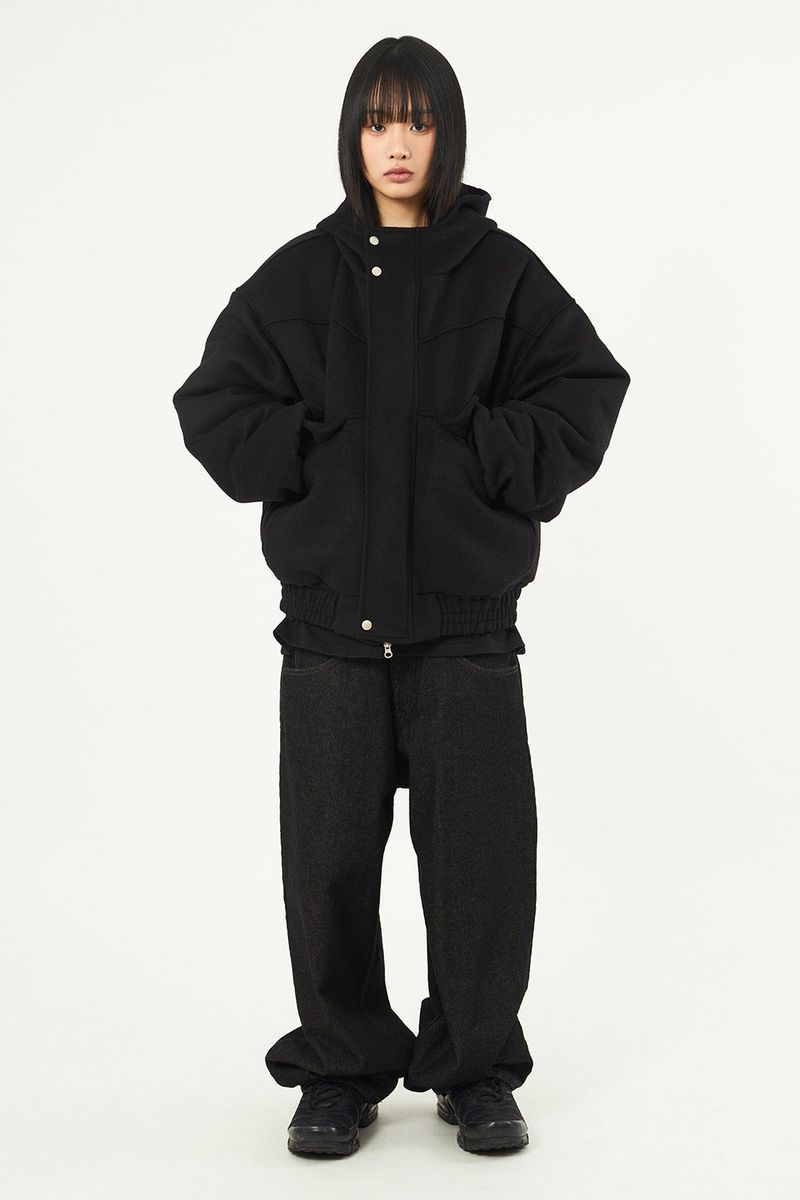Cloud flap wool hooded jumper