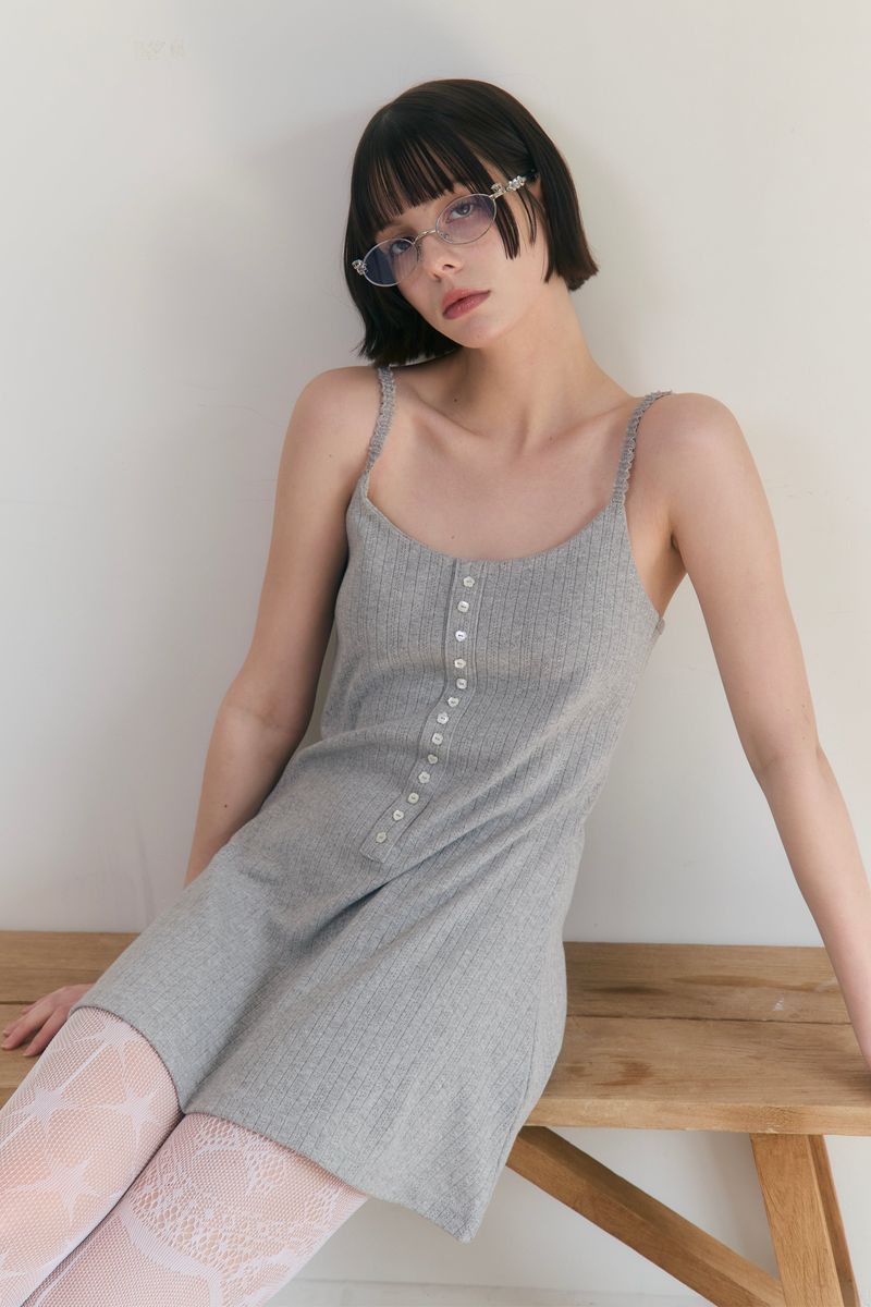 Sweet Dreams Button Mini Dress (Gray)