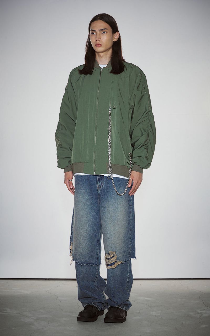 SHIRRING SLEEVED MA-1_KHAKI
