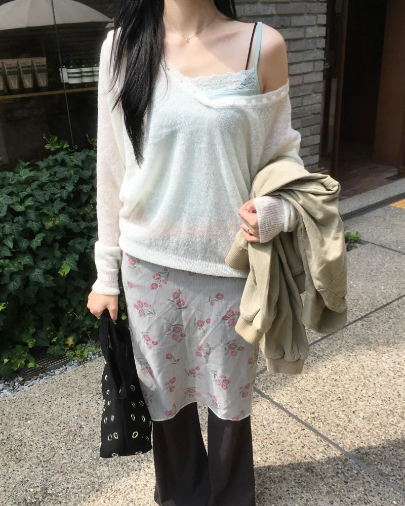 Flower chiffon skirt