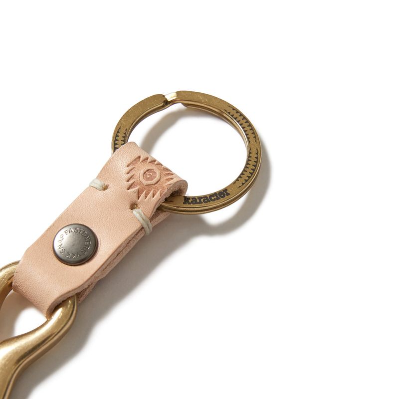 Tag leather key ring / Vegetable natural
