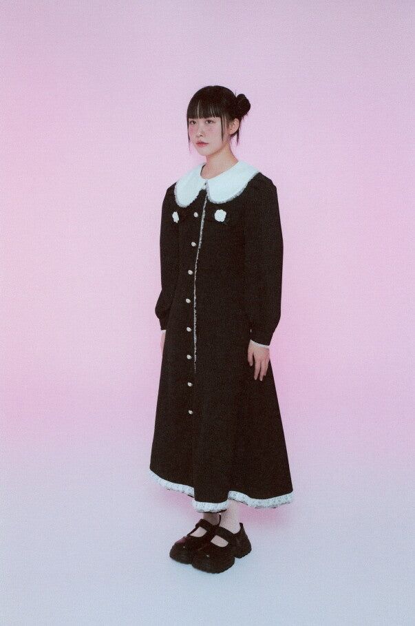 Classical Lace Collar Long Dress