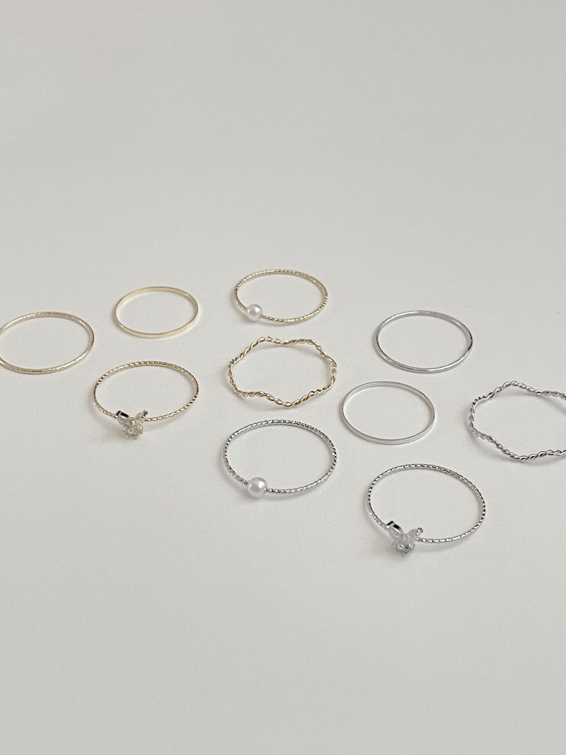 [5 set] Cree Butterfly layered ring set