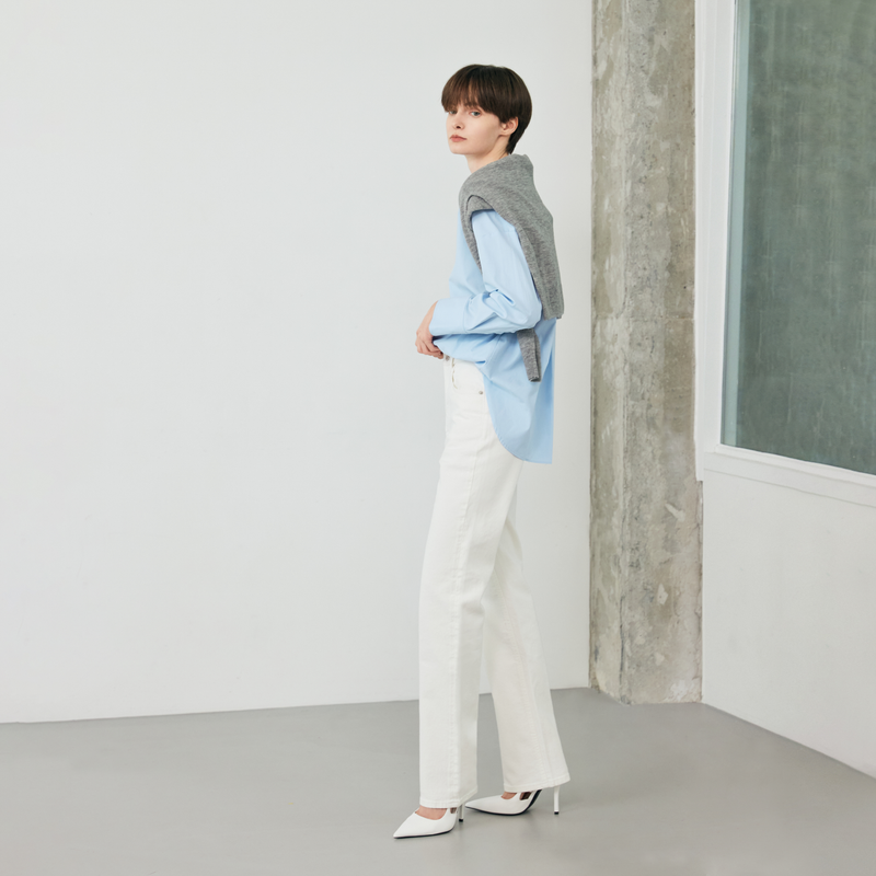 Cotton Straight Denim White - YS391