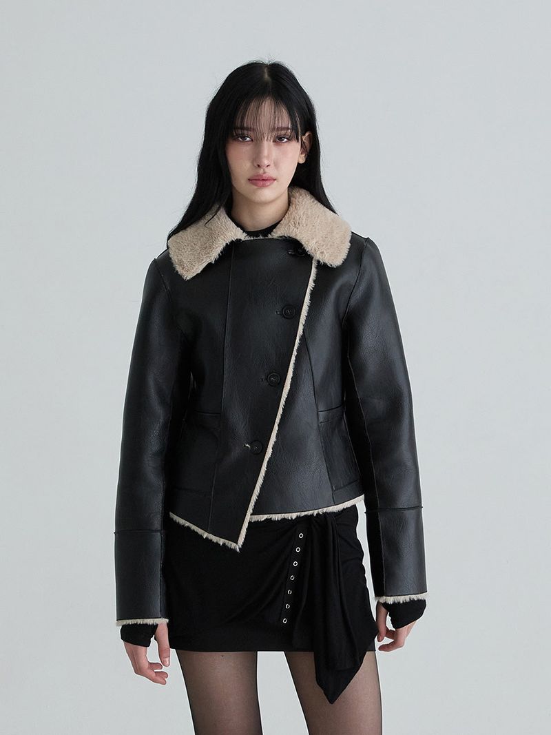 Reversible shearling mustang (Black)