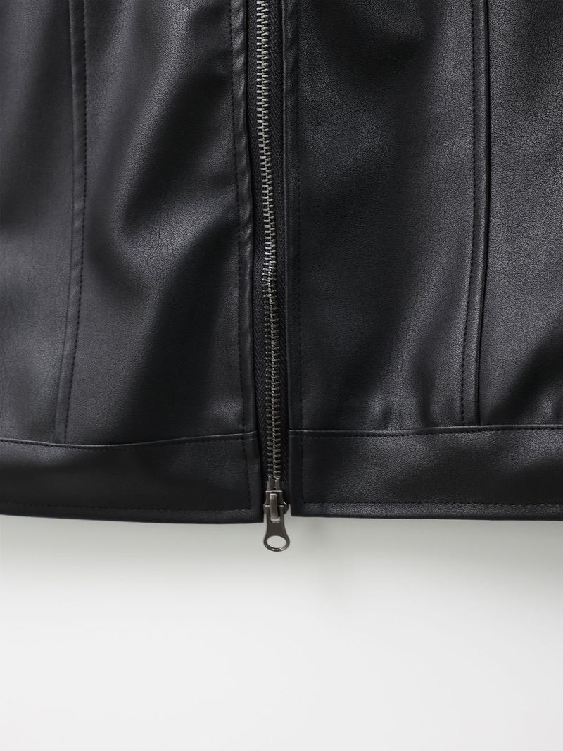 LMN Rivet Tracker Short Leather Jacket (black)