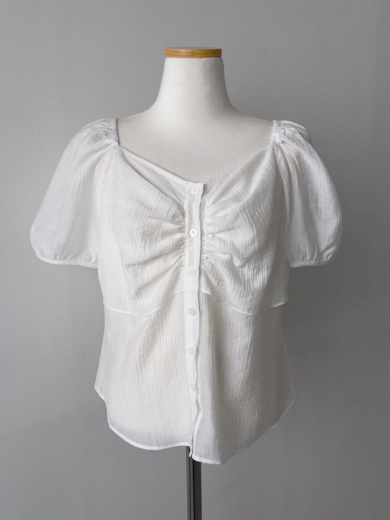 Besque Shirred Short Sleeve Blouse
