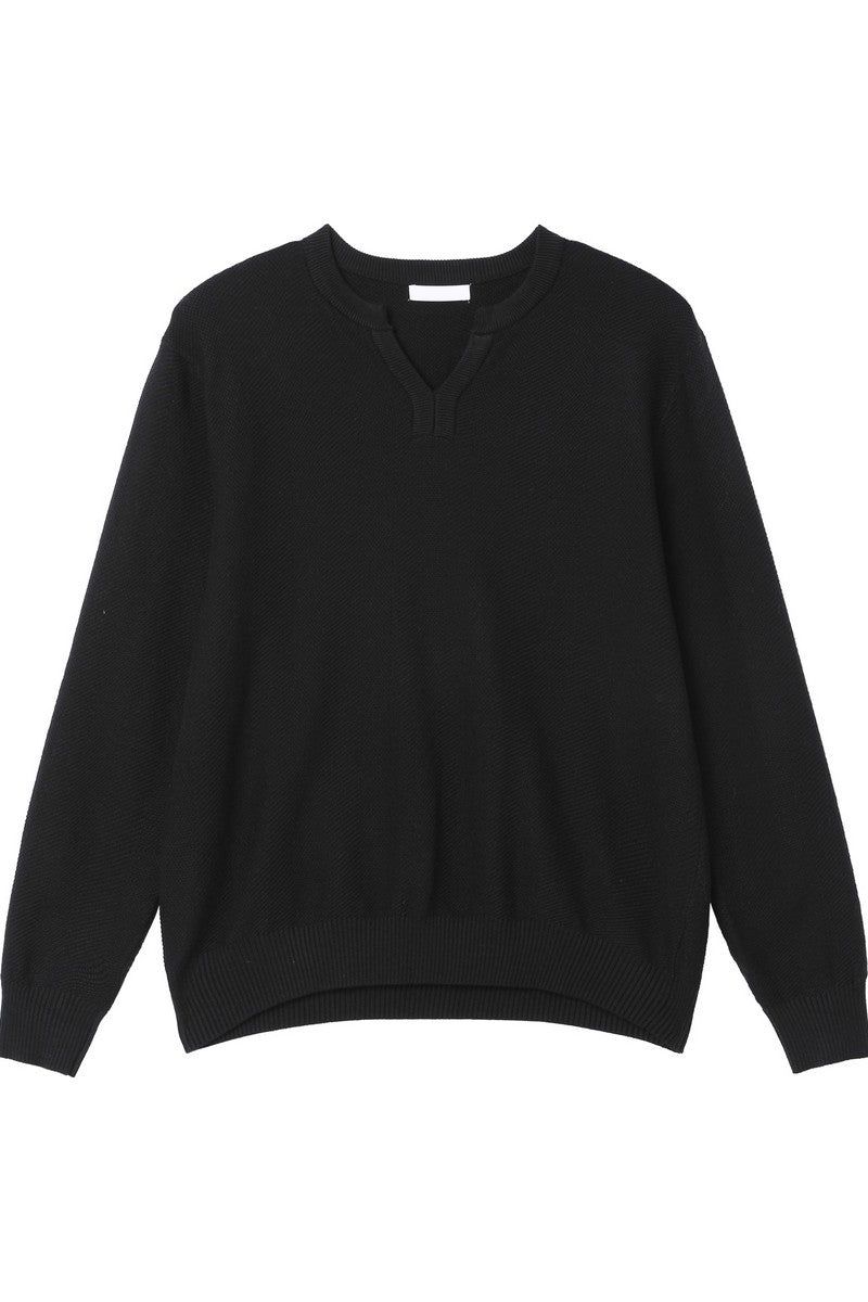 Textured V Neck Knit Sweater