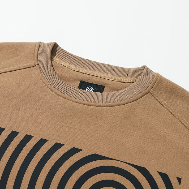 Cotton Napping Round Sweat Shirt - BEIGE