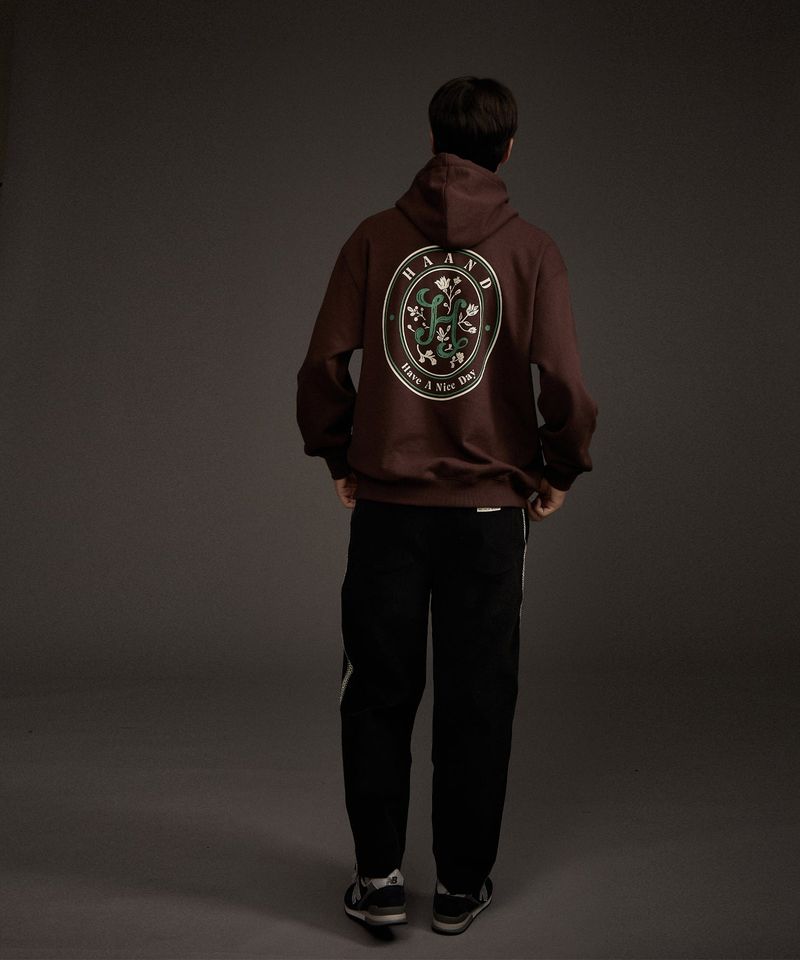 HAAND LOGO GRAPHIC HOODIE BROWN