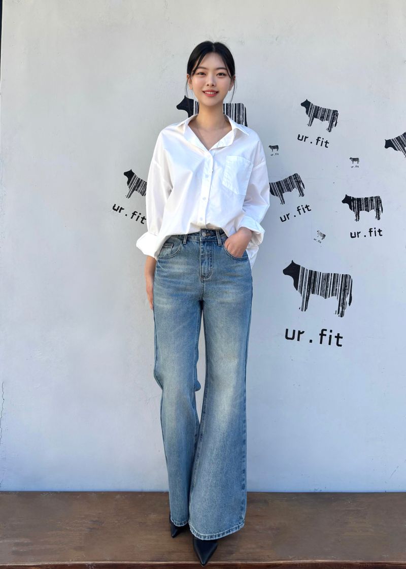 REGULAR SEMI BOOTCUT DENIM PANTS code 25007