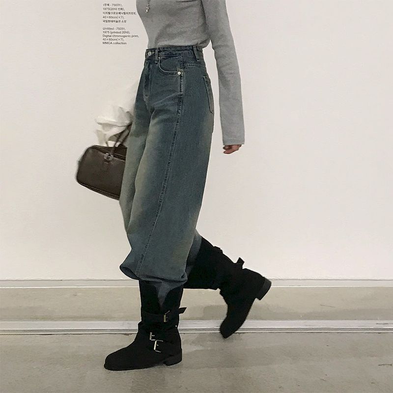 [Bellide made] FLOW, SLIT LINE WIDE DENIM PANTS