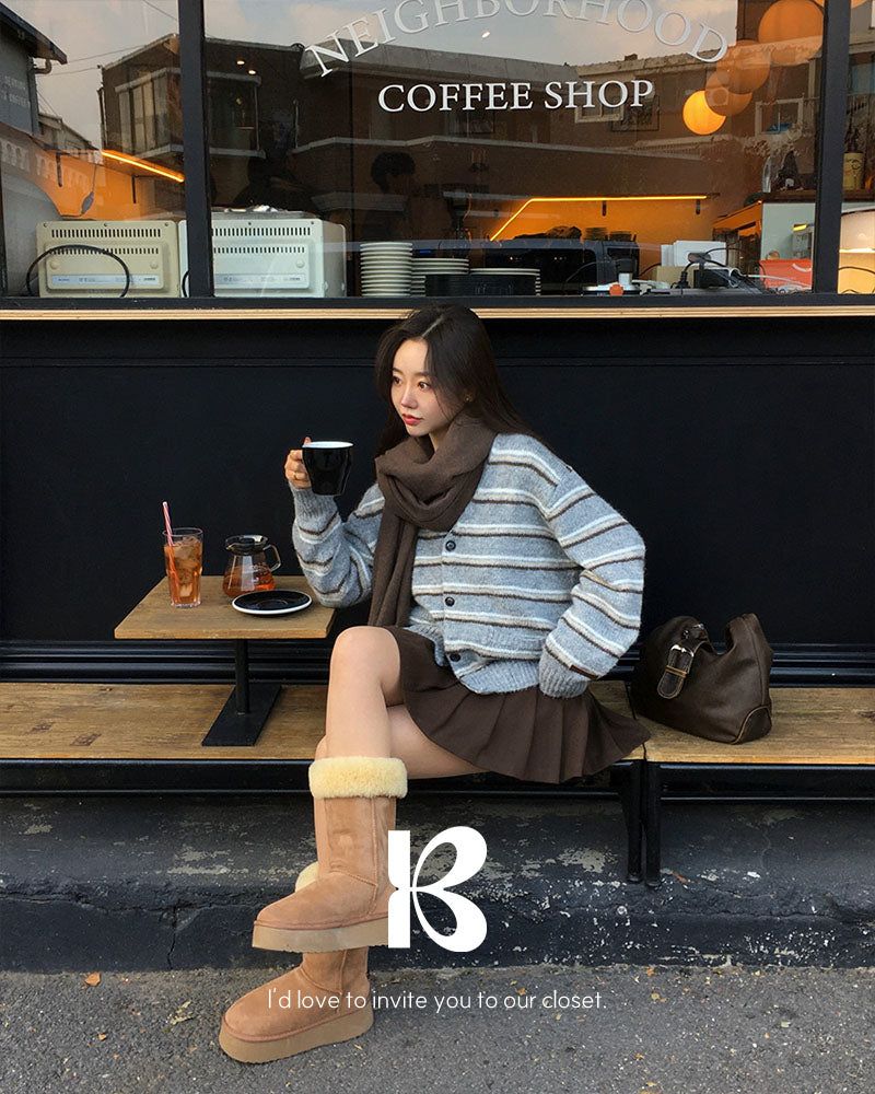 [ORIGINAL] Sand Stripe Oversized Wool Cardigan