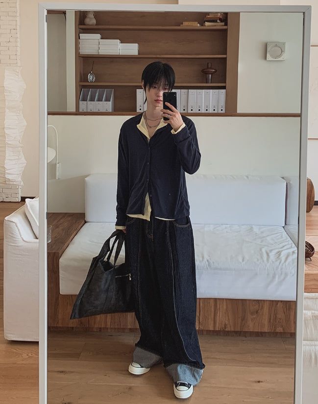 1+1 Daily Ribbed Round Cardigan