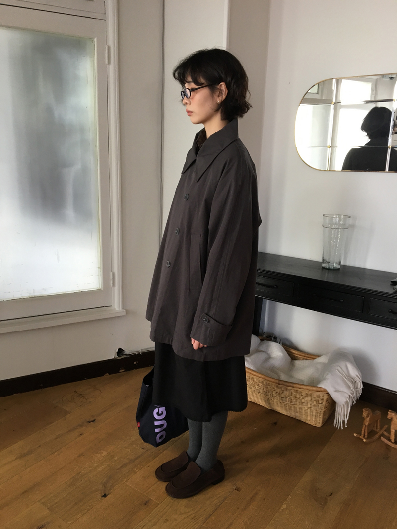 Belted trench half coat (2color)
