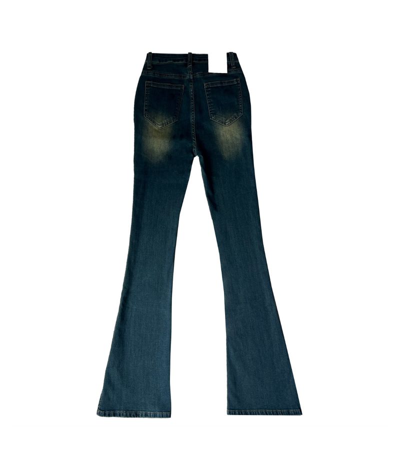LONG & SLIM FIT Slit detail bootcut high waist hip deep pad long denim pants (3 colors)