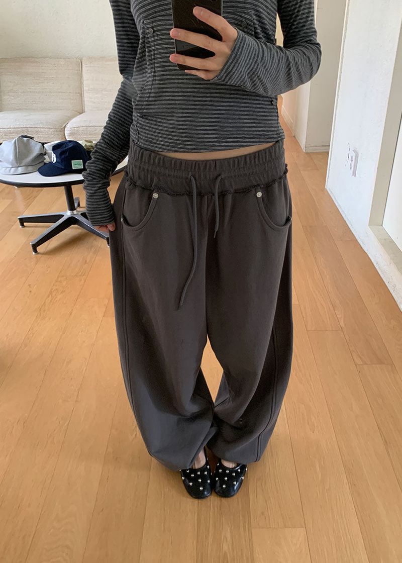 EYELET WIDE JOGGER PANTS (4color)