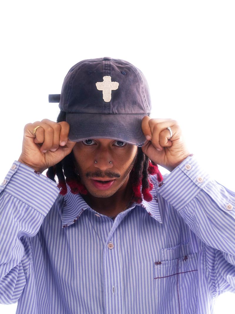 TWILL FADED RANDOM STITCH EMBROIDERY PATCH WASHED BALLCAP