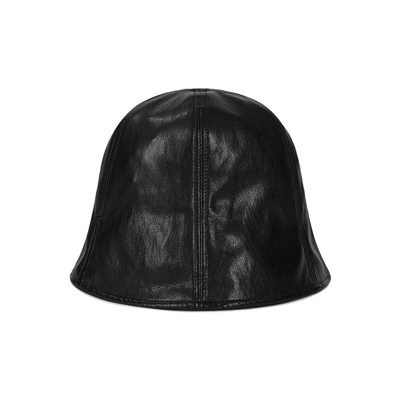 VZ Stud Vegan Leather Tulip Hat / Black