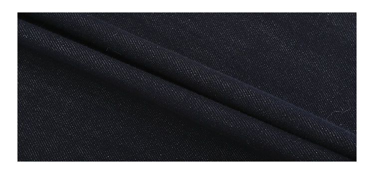 Checked pocket dark blue wide cropped denim