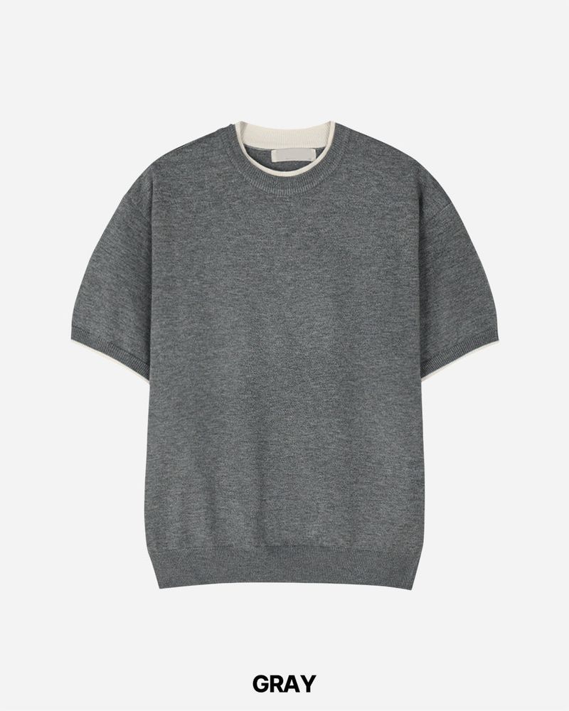 Welt Crop Short Sleeve Knit