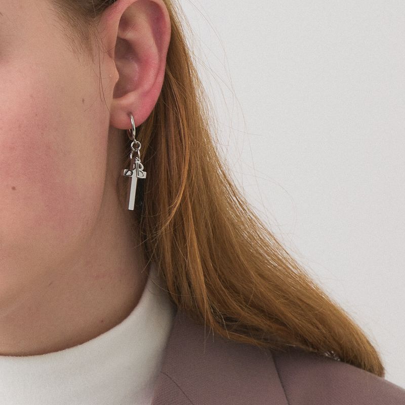 Men's Cross Earring Surgical Steel_CLEF CROSS A EAR