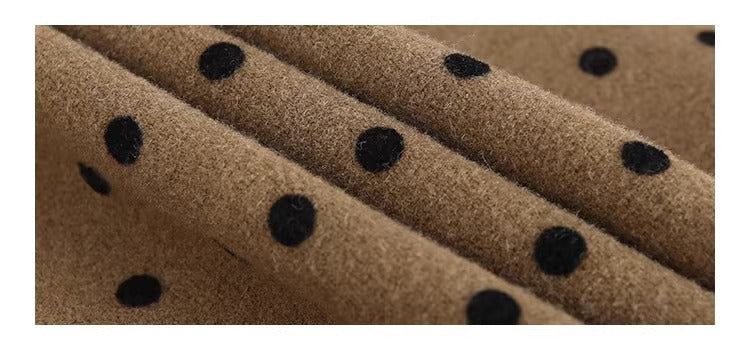 camel brown wool dot midi skirt