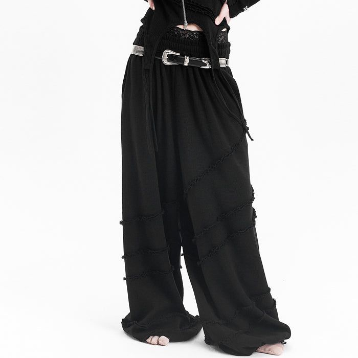 Waffle diagonal decoration pants