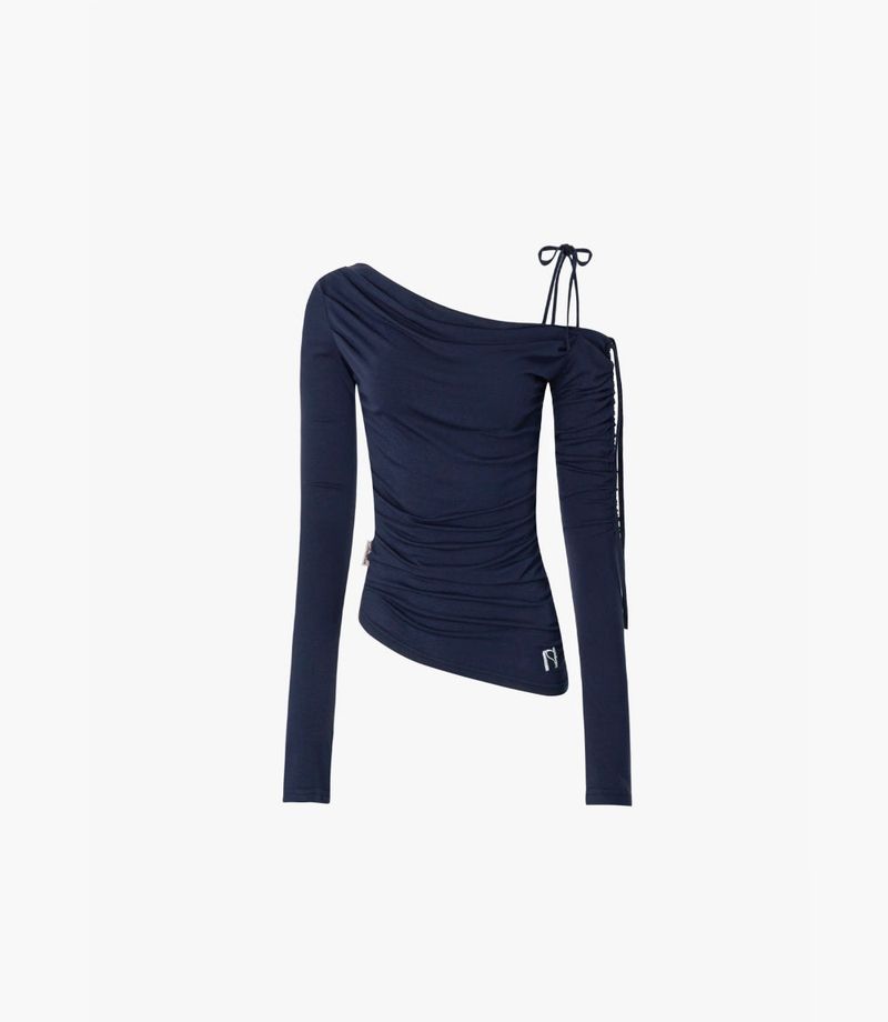 Cats Draping One-Shoulder Top