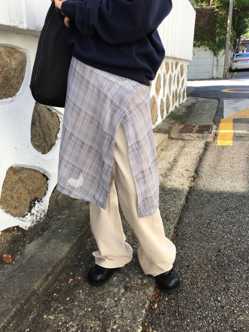 Roman check layered skirt (2color)