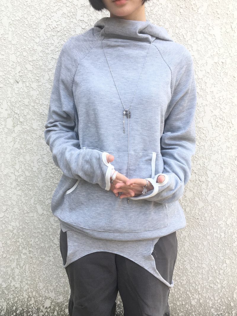 highneck loose waffle hood