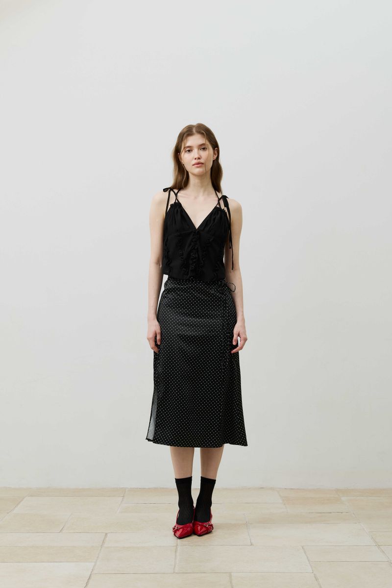 TINY DOT SLIT SKIRT / BLACK