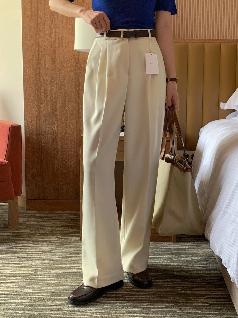 luch wool pintuck wide slacks