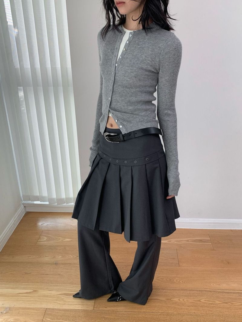 Fake Pleats Skirt Casual Pants