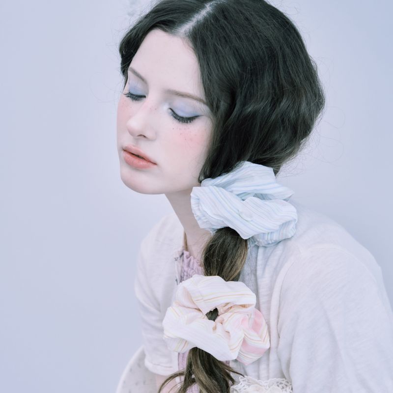Candy Stripe scrunchie_sky