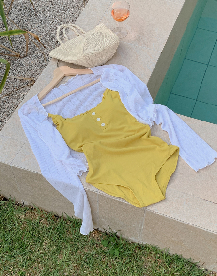 Monoring Frill Button Monokini (2color)