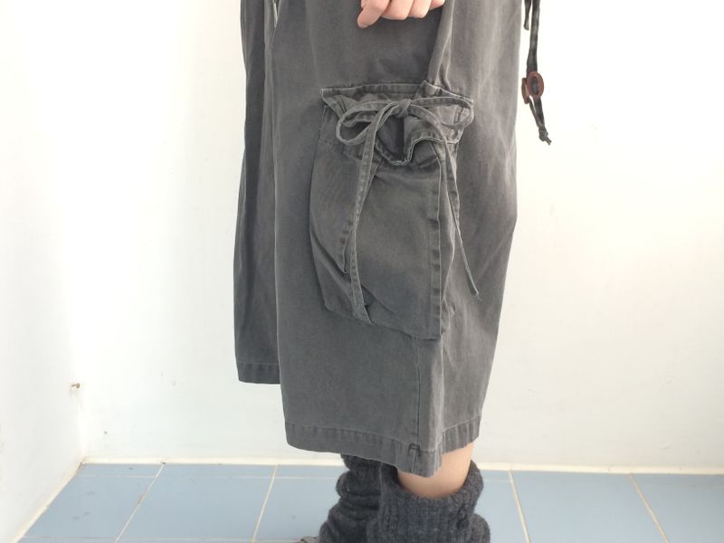 washing ribbon pocket cargo pants