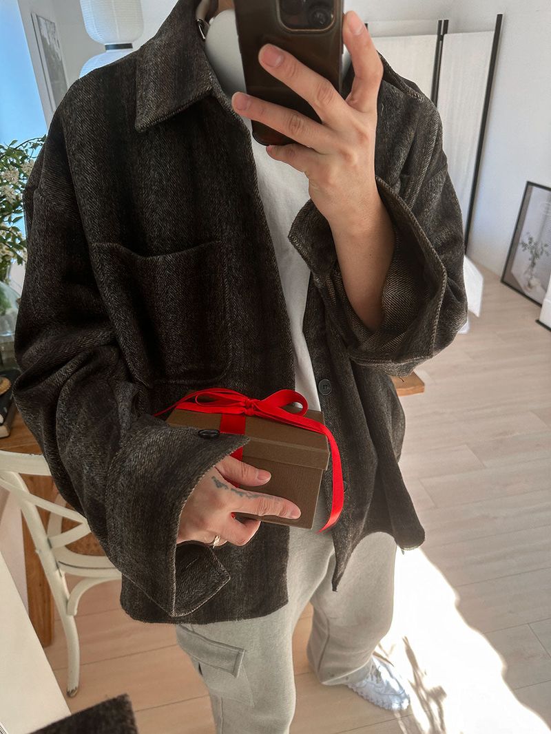 ASCLO Stripe Wool Shirt Jacket (2color)