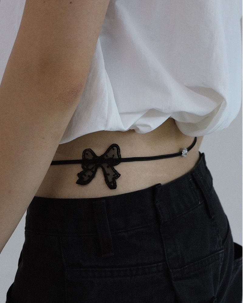 [MADE] Capsule02 Needle Work Ribbon Belt Strap _  Black