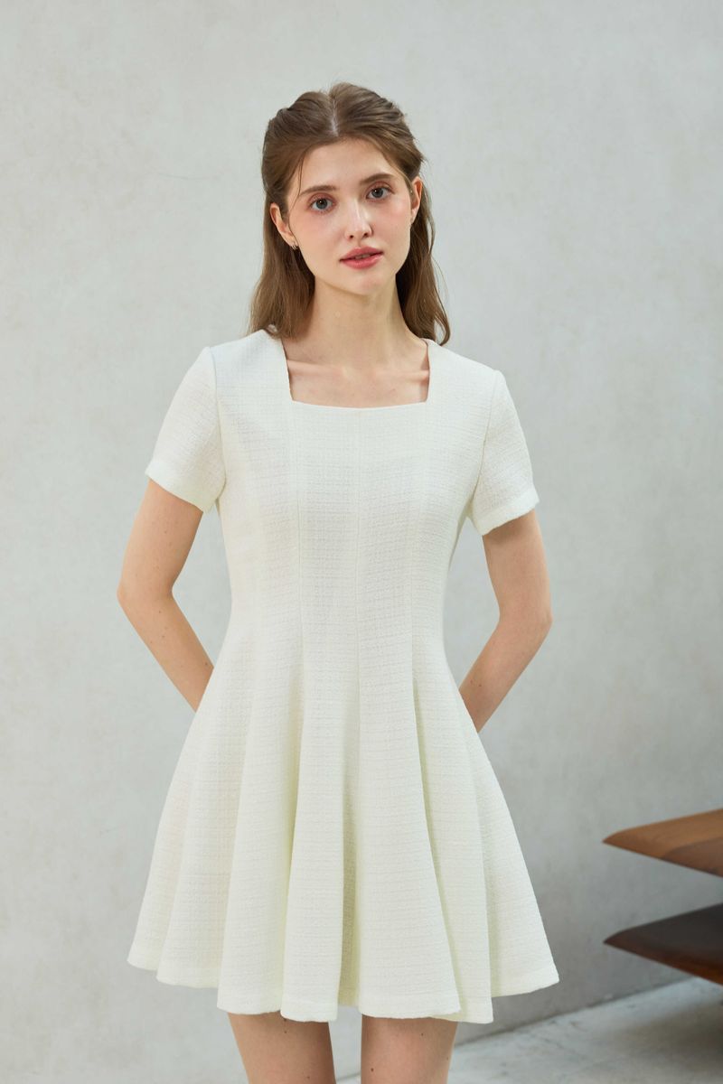 LANI TWEED DRESS / WHITE