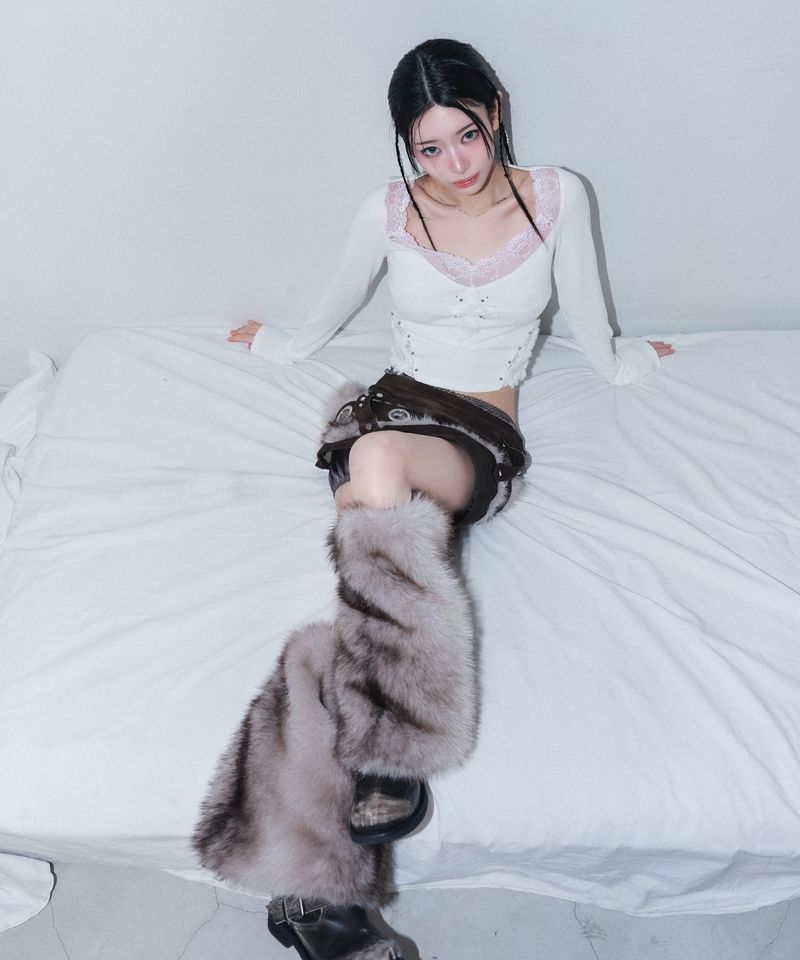 furry leg warmer - beige